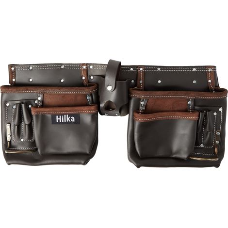 Hilka 77705002 - Cintura porta-attrezzi doppia in pelle conciata all'olio, robusta (1/4)