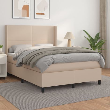 Boxspringbett Matratze Cappuccino-Braun 140x200cm Kunstleder