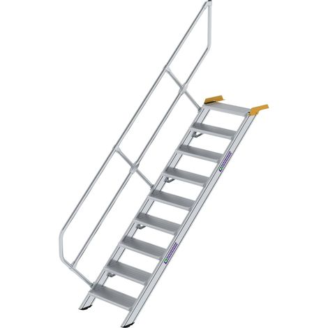 Günzburger Steigtechnik Treppe 45° Stufenbreite 600 mm 9 Stufen Aluminium geriffelt - 600249