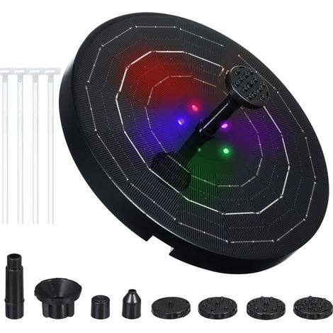 Dekorative Solarwasserpumpe für Gartenbrunnen, betrieben mit Solarenergie, mit 6 Düsen für Vogelfutterhäuschen, Teiche, Gärten oder Schwimmbäder. (1/5)