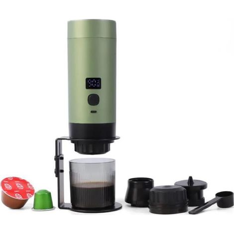 Machine à café portable 3-en-1 compatible capsules expresso chauffe rapide, affichage LCD, 10 tasses, voyage camping