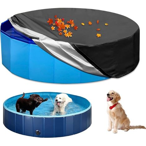 Schutzhülle für runde Schwimmbecken, Hundepoolabdeckung mit Kordelzug, 160 x 30 cm wasserdichte, faltbare Oxford-Gewebe-Poolabdeckung für runde Aufstellbecken (1/5)