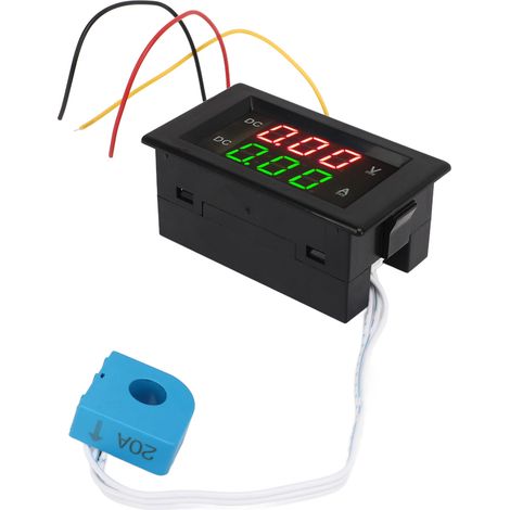 Voltmètre Ampèremètre 2 en 1 600V 20A Double Affichage Numérique LED Jauge pour Voiture Moto (1/5)