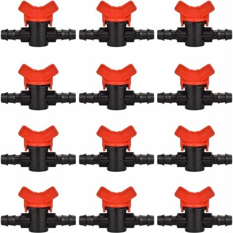 12 PCS Robinet de Jardin pour Tuyau, Tuyau Vanne d'irrigation 16 16mm Robinet d'arrêt raccord en Plastique pour Le contrôle extérieur de la vanne d'eau de Jardin (Noir + Rouge)-LIAIKI (1/5)