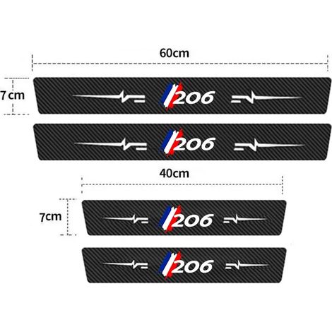 (4 pièces) Protections de seuil de porte en fibre de carbone pour Peugeot 206,protections anti-rayures pour coffre arrière et pare-chocs (1/2)