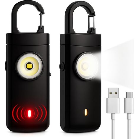 Alarme de Poche puissante, Alarme Anti agression Rechargeable de sécurité d'urgence 130 décibels + lumières SOS , Chargement USB