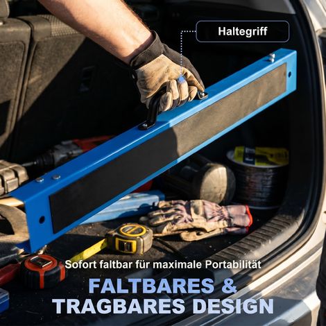 Lot de 2 tréteaux pliants robustes en métal pour menuiserie et bricolage, bleu et noir (1/3)