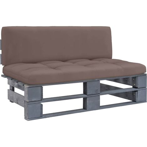 vidaXL Canapé central palette de jardin Gris Bois de pin imprégné (1/5)