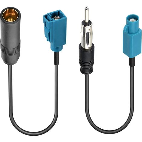 Adaptateur Antenne Autoradio Universel, Câble Rallonge Mâle Fakra Z vers Prise DIN, Femelle Fakra vers Fiche DIN, pour Antennes Dab, AM, FM, Radio Stéréo HD Audio (1/5)