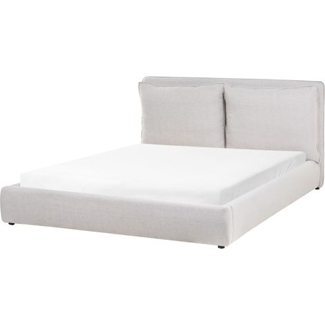 Bett mit Lattenrost Stoff BAJONNA 160 x 200 cm Hellgrau