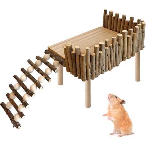 Plateforme pour hamster, plate-forme d'escalade, plate-forme de jeu en bois, accessoire de cage, plate-forme de jouets, petite aire de jeux pour animaux de compagnie, parror, gerbille écureuil, rat (1/5)