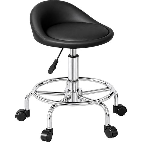 Tabouret réglable hauteur pivotant, 59-75 cm, dossier, noir, bureau salon spa massage, assise ergonomique (1/5)