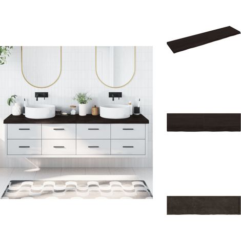 Comptoir de salle de bain marron foncé bois massif traité - Comptoir De Salle De Bain - Comptoir En Bois - Plan De Travail Salle De Bain - Meubles Salle De Bain - Meuble Lavabo (1/5)