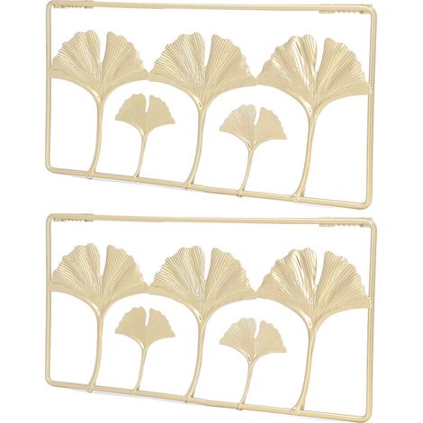 Set aus 2 goldfarbenen Metall-Wanddekorationen im modernen und eleganten 3D-Stil mit Rahmen, ideal für Zuhause oder Büro. (1/5)