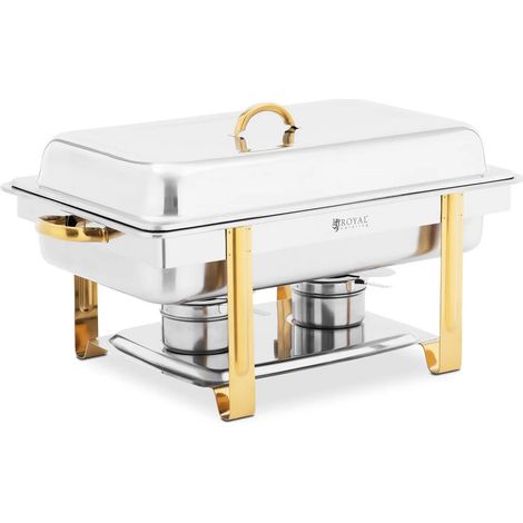 Chafing dish GN 1/1 accenti dorati 9 litri 2 fuochi acciaio inox argento 140008575