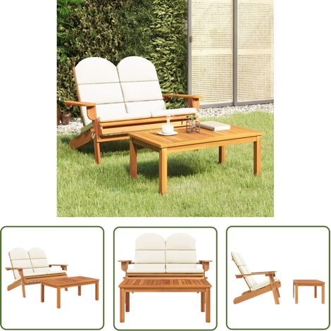 The Living Store Ensemble de salon de jardin Adirondack 2 pcs bois acacia solide - Banc De Jardin - Mobilier De Jardin - Salon De Jardin - Chaise Longue - Meubles De Jardin (1/5)