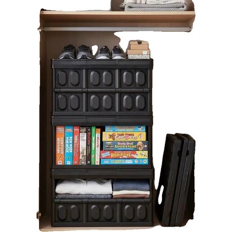 Cajas plegables, capacidad de almacenamiento de 45 L, diseño apilable, color rojo. (1/2)