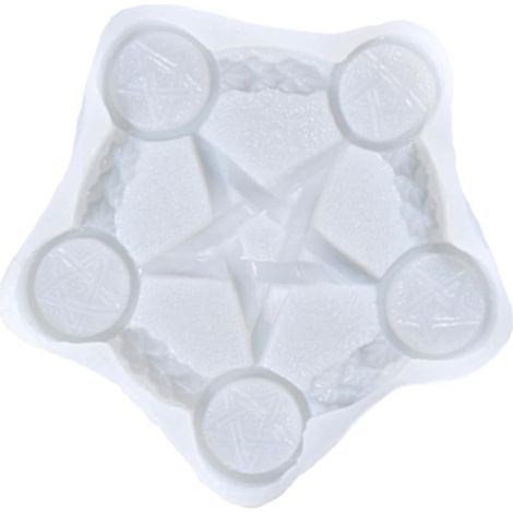 Moule Bougeoir en Silicone Blanc à Forme Pentagramme, Facile à Démouler, Supporte 5 Bougies, Adapté aux Rituels Ésotériques (1/5)