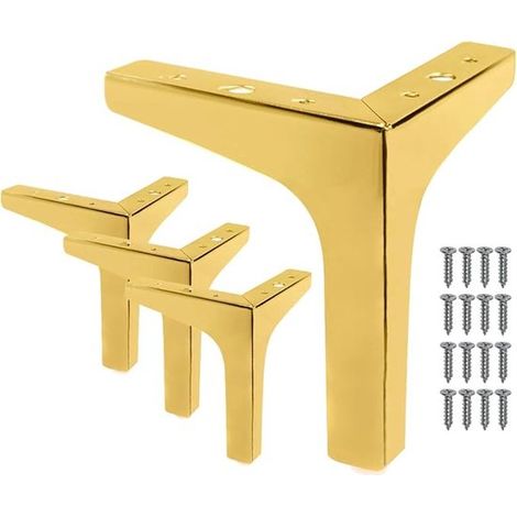 pièces - Pieds de meuble - Pieds de banc - métal - doré - triangulaires - pour armoire, banc - 13 cm (1/5)