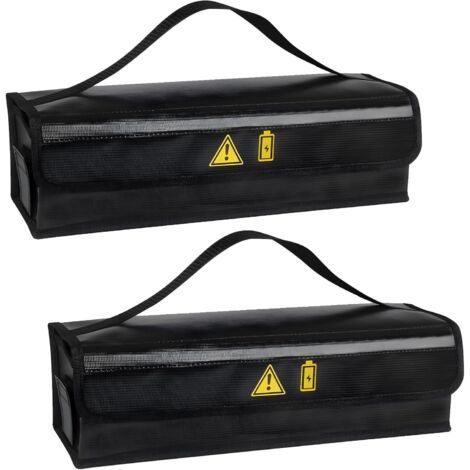 BUNTHAUS Lot de 2 (41 x 13 x 14 cm)boîtes ignifuges pour batterie de vélo, ignifuges jusqu'à 1000 °C, sac de batterie étanche anti explosion, grande capacité pour le stockage et le transport (1/5)
