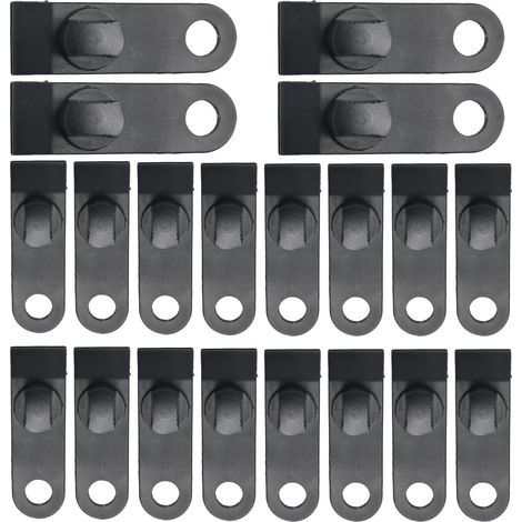 20 clip per teloni, clip per tende, elementi di fissaggio per teloni, per teloni, tende, coperture, tende da sole, striscioni, giardinaggio, nere (1/5)