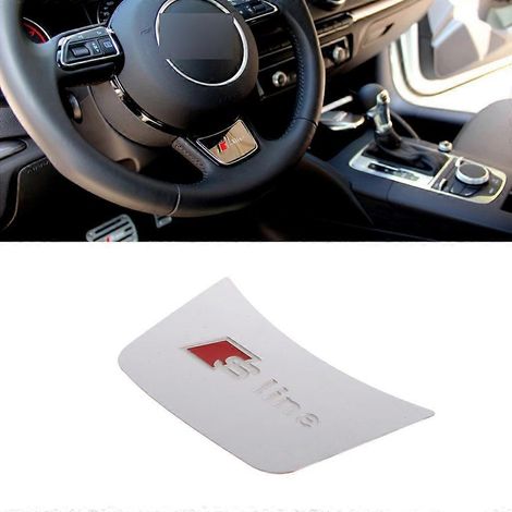 Emblème métallique autocollant 3D S line pour volant de voiture A3 A4 A5 A7 Q3 (1/4)
