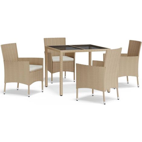 Maison Exclusive - Set da Pranzo da Giardino 5 pz con Cuscini Beige in Polyrattan