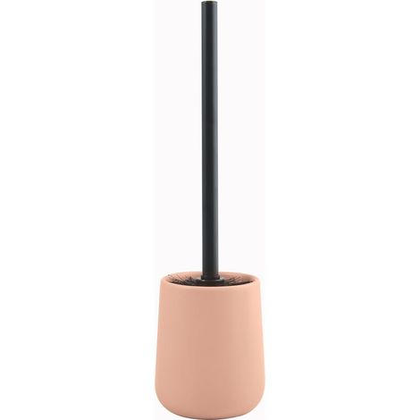 - Brosse WC Céramique Maonie Rose - Design Scandinave Suspendu - Support en INOX - Manche Ergonomique Long - Ø10,4 x 38,8 cm - Tête en Silicone Facile à Nettoyer