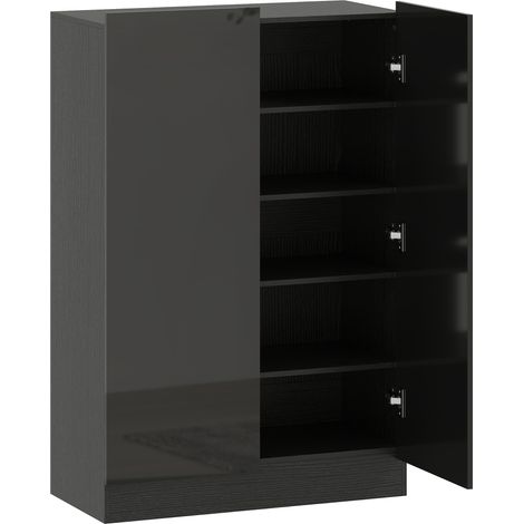 Meuble à chaussures pour 20 paires, finition laquée brillante, 5 étagères réglables, 72 x 34,5 x 103 cm, noir (1/5)
