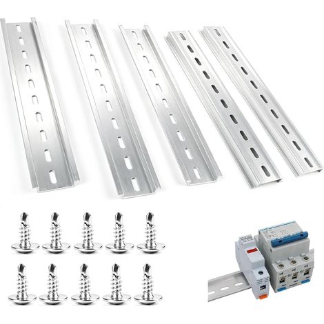 5 pièces rails DIN en aluminium 35 mm pour montage de disjoncteurs et relais, sans rouille, longue durée pour armoire de distribution, dimensions: largeur 35 mm, hauteur 7,5 mm, longueur 200 mm (1/5)