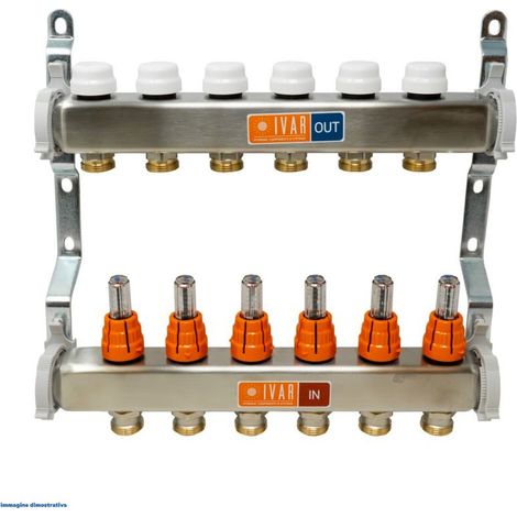 CI 589 C Kit composto da collettore di mandata 3 derivazioni ø1"FF con misuratori/regolatori di portata FLUXER, collettore di ritorno 503203