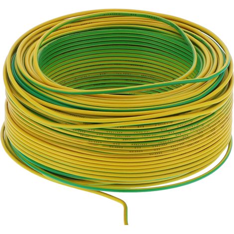 Fil électrique BVR 1x2.5mm² 100m, 19 brins cuivre rouge flexible, câble gainé vert/jaune 450V AC (1/5)