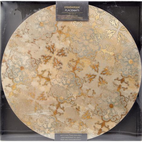 Creative Tops - Set di 4 tovagliette all'americana con retro in sughero, motivo stampato "Gold Impressions", colore: Oro/Grigio, 29 cm (1/4)