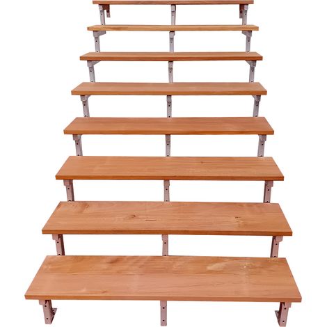 BALI Gartentreppe Stahl H139cm - 8 Bankirai Hartholz Stufen B140cm