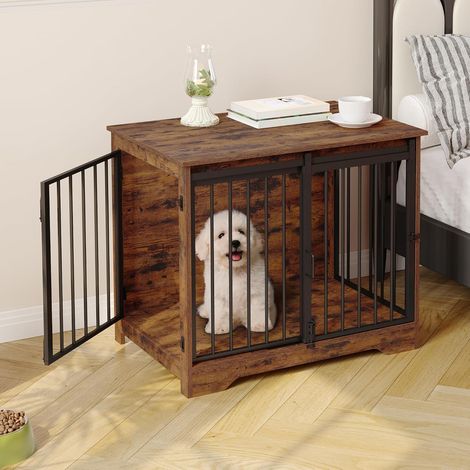 81cm Cage pour Chiens, Table d’Appoint,Cage pour Chiots,2 Portes (1/5)