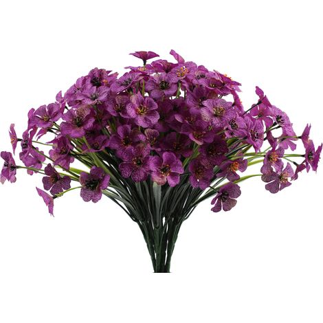 plantes artificielles fleurs violettes décoratives extérieures résistantes aux UV en plein air 20 pièces Violet (1/5)
