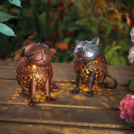 esotec Solarfiguren Katzenpaar Koko und Kiki 2er-Set wetterfest METALL 103104 (1/5)