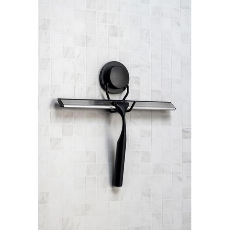Croydex Stick 'n' Lock Black Shower Squeegee Adhesive Mount, Streak Free (1/5)