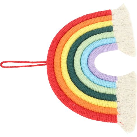 Handgewebter Makramee-Regenbogen, 7 Farben, Wanddekoration mit Quaste, Foto-Requisite BZ-701 (1/5)