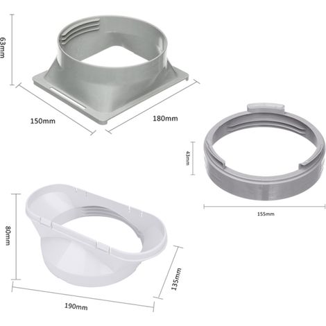 Interface de tuyau d'échappement rond pour raccord de tuyau d'échappement de conduit de 5,91 pouces de diamètre, bride de connexion pour climatiseur portable (1/4)