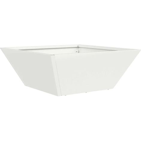 Cache-pot de jardin moderne trapézoïdal 40 x 40 x 15 cm en acier laminé à froid blanc (1/4)