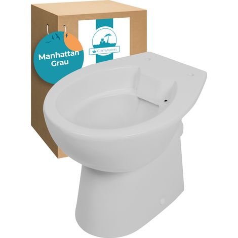Calmwaters Stand WC spülrandlos in Manhattan-Grau, Tiefspüler Abgang waagerecht, hygienische Toilette ohne Spülrand, bodenstehendes WC aus Sanitärkeramik in Grau, 39 cm Höhe, 07AB6144 (1/5)