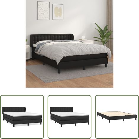 Matratze - Boxspringbett mit Matratze Schwarz 140x200 cm Kunstleder (1/5)