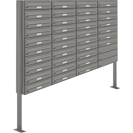 37er Premium Standbriefkasten Aluminiumgrau RAL 9007 freistehend Postkasten Ständer (1/5)