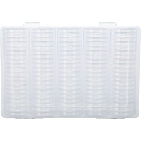 100 Münzkapseln, 3,5 cm Durchmesser, transparent, glatt, rostfrei, rund, mit Box für Familienreisen (1/5)