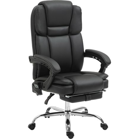 Chaise Bureau Vinsetto Massage Vibration Siège Ergonomique Chauffage Appuie-Tête Réglable Accoudoirs Pivote Noir (1/5)