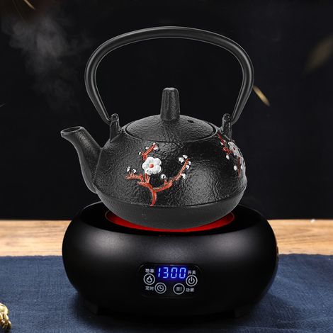 Bouilloire en fonte décorative 0,3 L avec motif pie et fleurs de prunier, théière en fonte, imitation service à thé japonais, non revêtue (1/5)