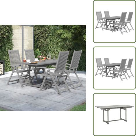 Sillas de jardín - vidaXL Juego de comedor de jardín 5 piezas madera maciza de acacia - Comedor exterior