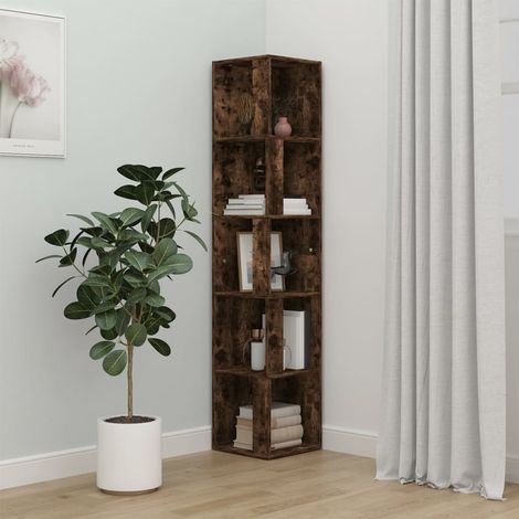 Armoire d'angle Meuble de rangement d'angle Chêne fumé 33x33x164,5 cm Bois d'ingénierie RTJEX444486 (1/5)