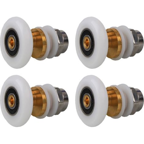 Duschtürrollen 23 mm, 4-teiliges Messing-Schiebetürrollen-Set zum Austausch von Schiebetürschienen aus Glas (23 mm)